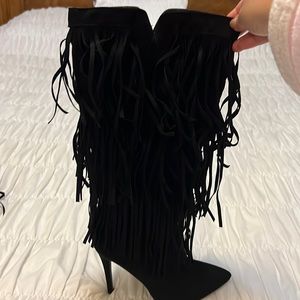 NWOT Just Fab Fringe Boots in 8.5